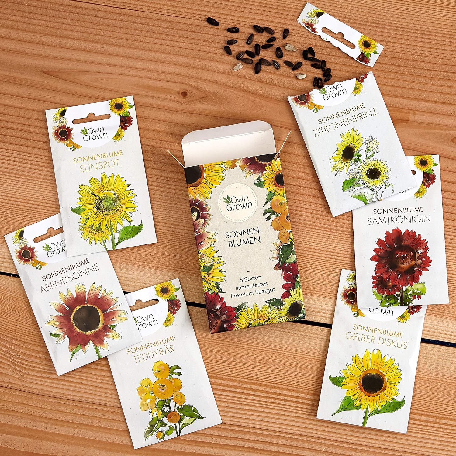 Graines de tournesol Discus jaunes (Helianthus annuus) : graines de tournesol de qualité supérieure, graines de tournesol pour la culture d'environ 20 plantes de tournesol – graines de fleurs respectueuses des insectes de OwnGrown