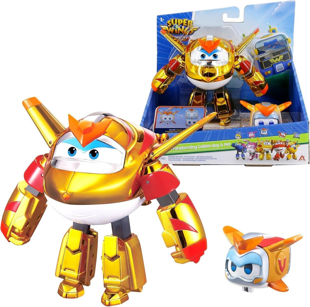 Super Wings EU770447 - Transforming Tino & Pet, figurine jouet transformable env. 14,5 cm et animal mesurant env. 4,3 cm, pour les enfants à partir de 3 ans Figurines Naty Shop Le golden boy