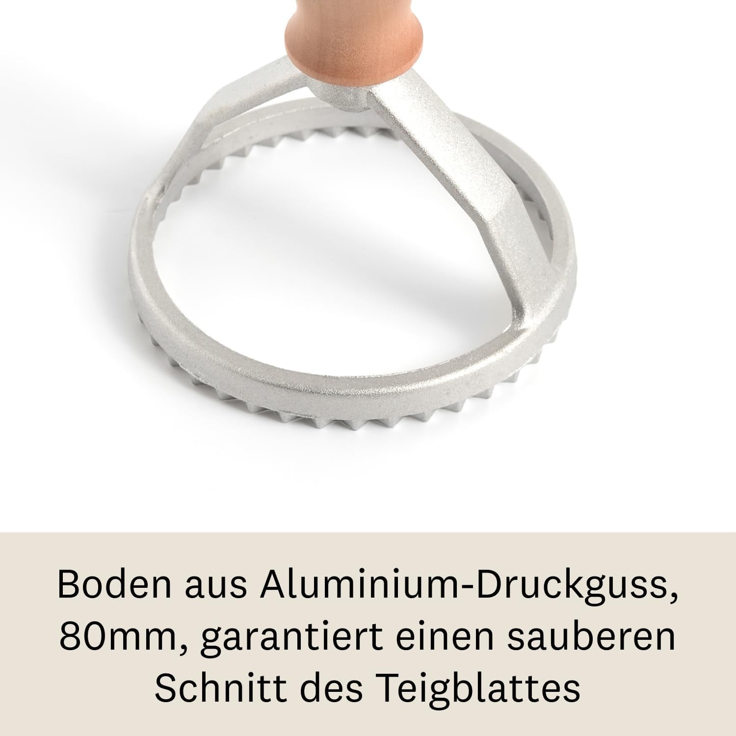 Marcato Machine à raviolis et biscuits, machine à raviolis, emporte-pièces, bois massif et fonte d'aluminium, fabriqué en Italie, tampon rond 80 mm