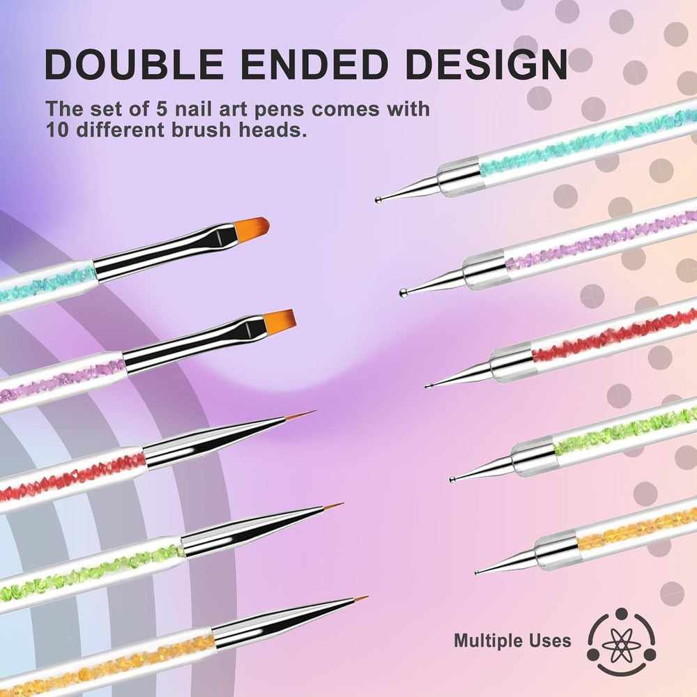 5 pièces Nagel Pinsel, Pinsel Für Gelnägel, Nageldesign Pinsel, Nail Art Dotting Tools, pour Herstellen von Nagellack, Punktieren, Feinmalerei, DIY