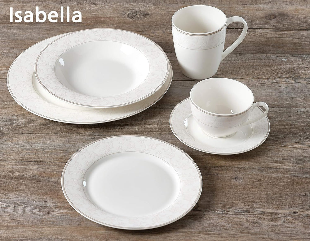 Ritzenhoff & Breker Service à café Isabella, 18 pièces, porcelaine fine, blanc avec ornements, 37 x 26 x 25 cm