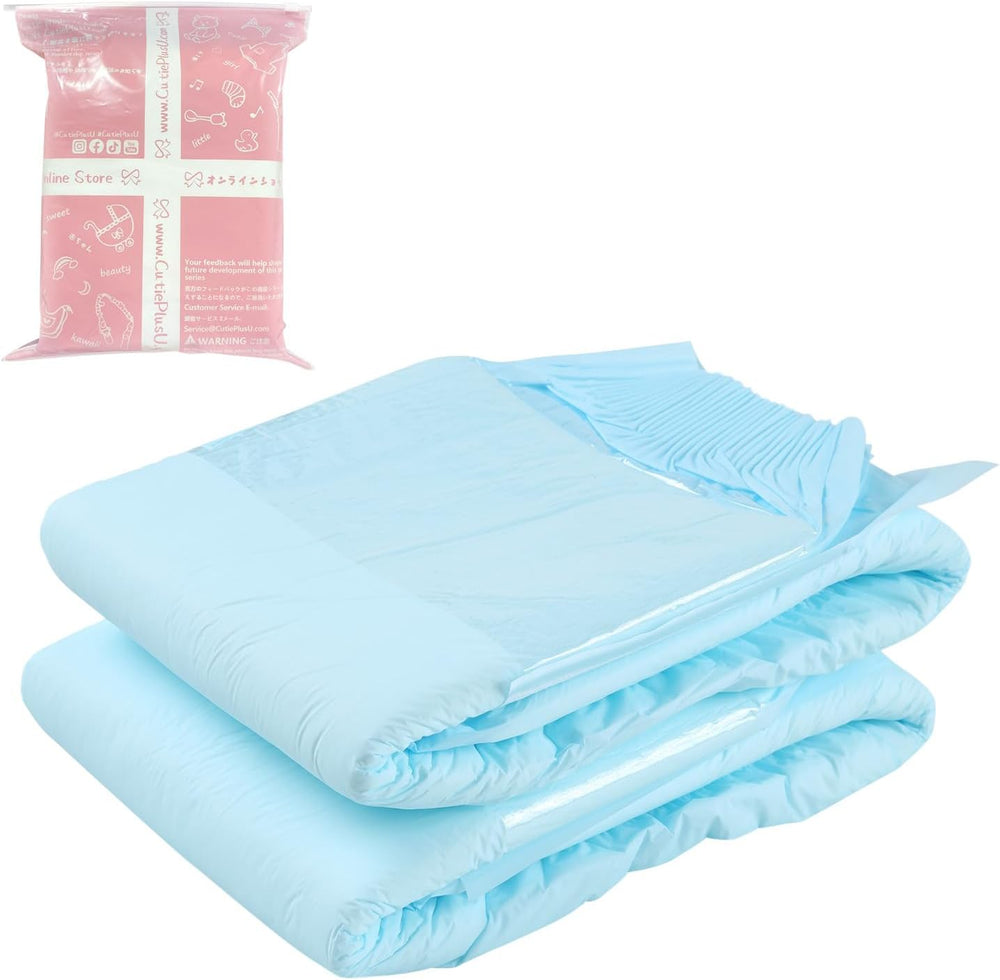 CutiePlusU Couches pour adultes, surface sèche, absorption maximale pendant la nuit, couche jetable pour incontinence – Bleu, lot de 2 (moyen 71-96 cm)