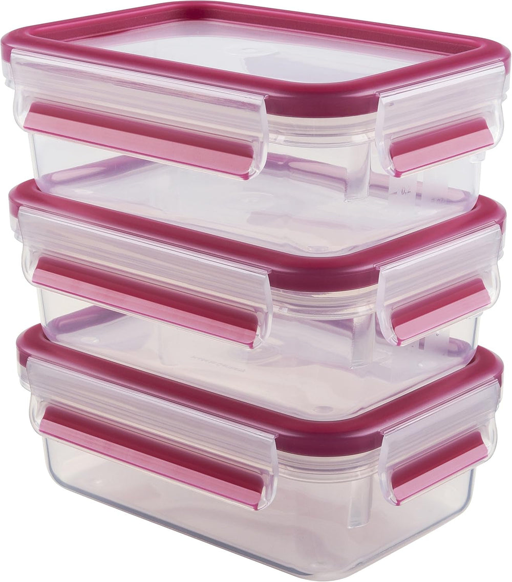 Emsa 515585 Clip alimentaire et fermeture | Ensemble 3 pièces | plastique | transparent / vert | 0,55 / 1 / 2,2 litres Boîtes de conservation alimentaire Naty Shop Framboise 0,55 L