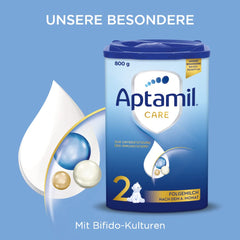 Aptamil Care 2 - Lait de suite après 6 mois, avec Oméga 3 et 6, DHA et ARA, sans huile de palme, nourriture pour bébé, lait en poudre, 1 x 800 g (pack de 3)