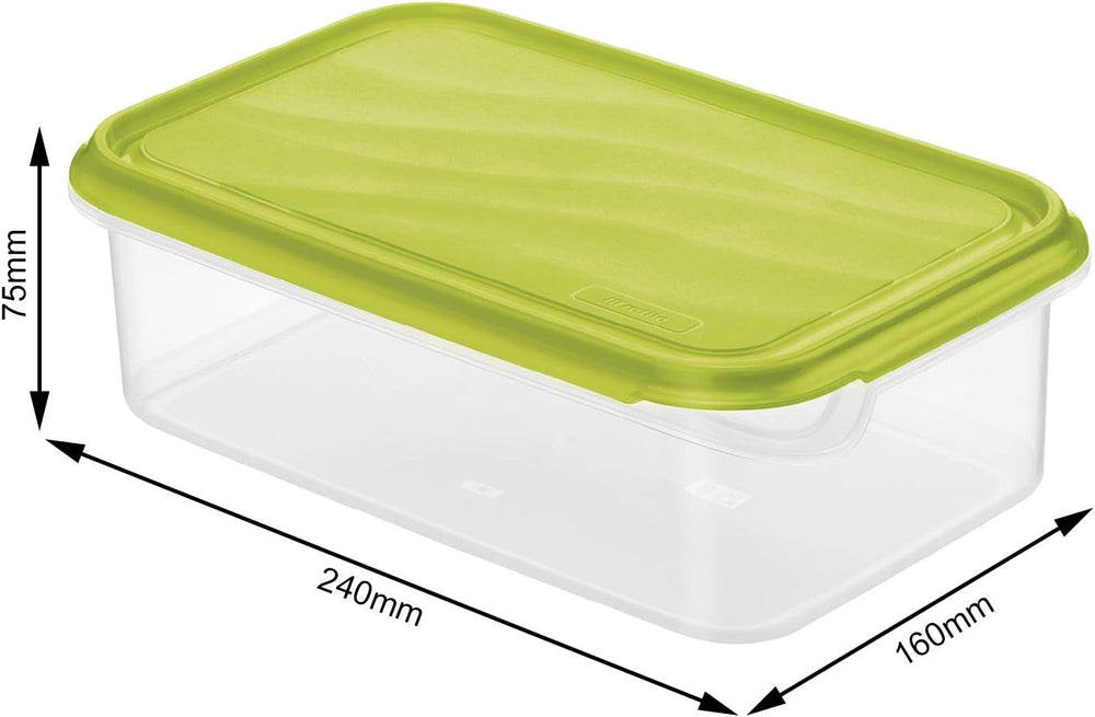 Pot de conservation alimentaire Rotho Rondo 1,5 l avec couvercle, plastique (PP) sans BPA, transparent/vert, 1,5 l (24,0 x 16,0 x 7,5 cm) Boîtes de conservation alimentaire Naty Shop