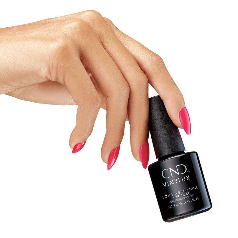 CND Vinylux - Top Coat pentru ojă, aplicare ușoară, rezistă peste o săptămână, formulă cu uscare rapidă, ușor de îndepărtat, protejează ojă, strălucire suplimentară, 15 ml