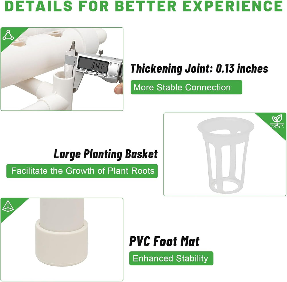 Kit de système de culture hydroponique à 3 niveaux, 108 lieux de culture, système hydroponique pour légumes, kit de culture sans sol, kits hydroponiques pour légumes à feuilles.