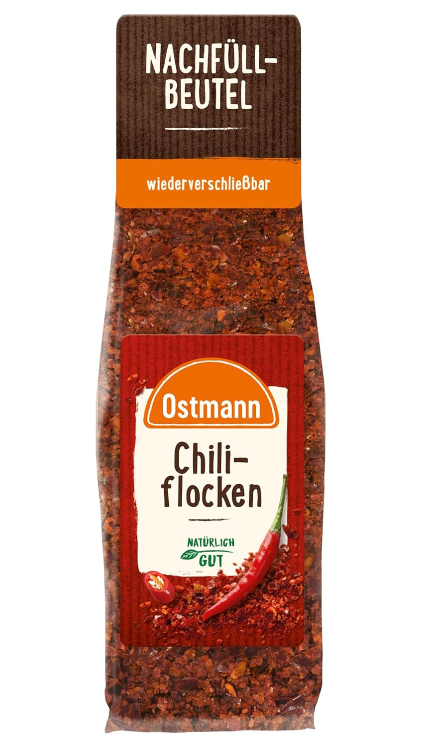Ostmann Gewürze - Chiliflocken | Scharfes Garniture pour tous types de plats | Pour le remplissage du streudose | 45 g en sachet