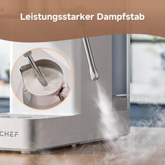 AMZCHEF Machine à expresso 20 bars, écran LED, mousseur à lait professionnel et lance à vapeur en acier inoxydable, réservoir amovible de 1,5 L, chauffage rapide de 1350 W, blanc