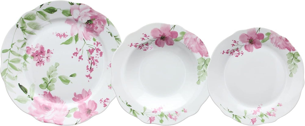 Wildrose, service de table 18 pièces pour 6 personnes, porcelaine florale
