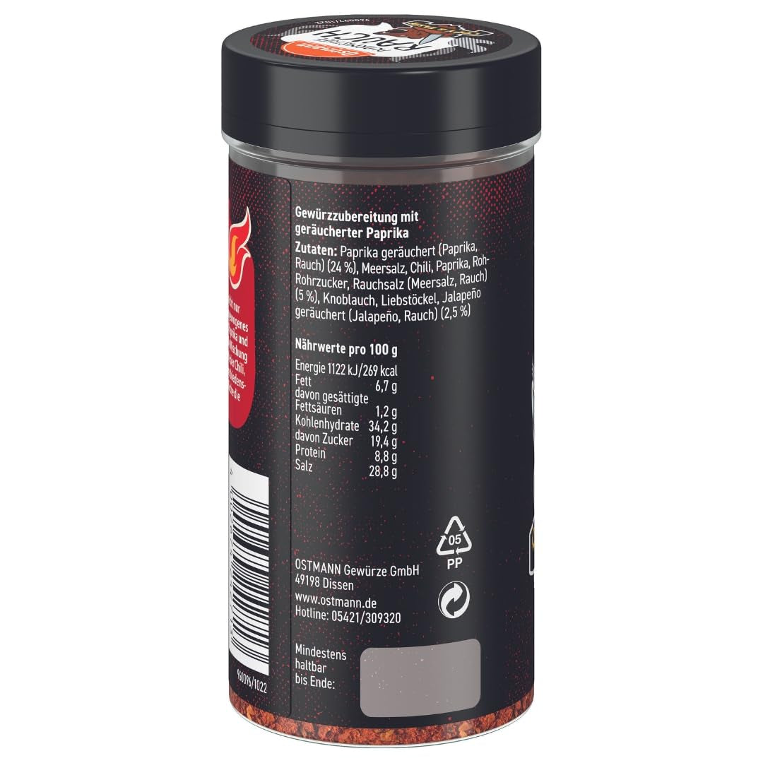 Ostmann Gewürze - Système d'alarme Rauch | Gewürzzubereitung mit Geräucherter Paprika | Pour Burger, Grillfleisch et Co. | Docteur Freud 115 g à Streuer