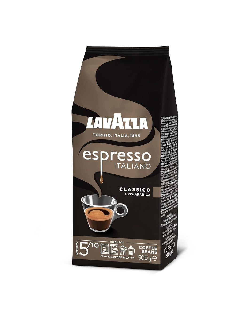 Café en grains Lavazza Espresso Italiano, 100% Arabica Espresso, équilibré et aromatique, paquet de 500 g