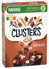Nestlé CLUSTERS Chocolat, Céréales à 59% de grains entiers, au chocolat et aux amandes, contient des vitamines, du calcium et du fer, 1 sachet (1 x 330g)