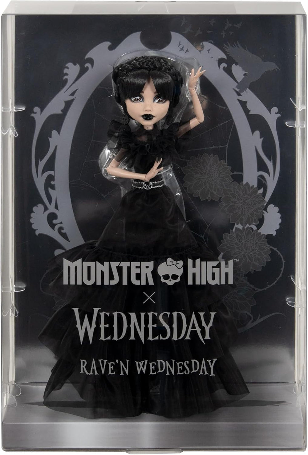 Poupée Monster High Wednesday, figurine de collection Rave'N Wednesday en robe noire inspirée de la scène de danse gothique, accessoires haut de gamme et support de poupée, HXJ03 Naty Shop Dolls