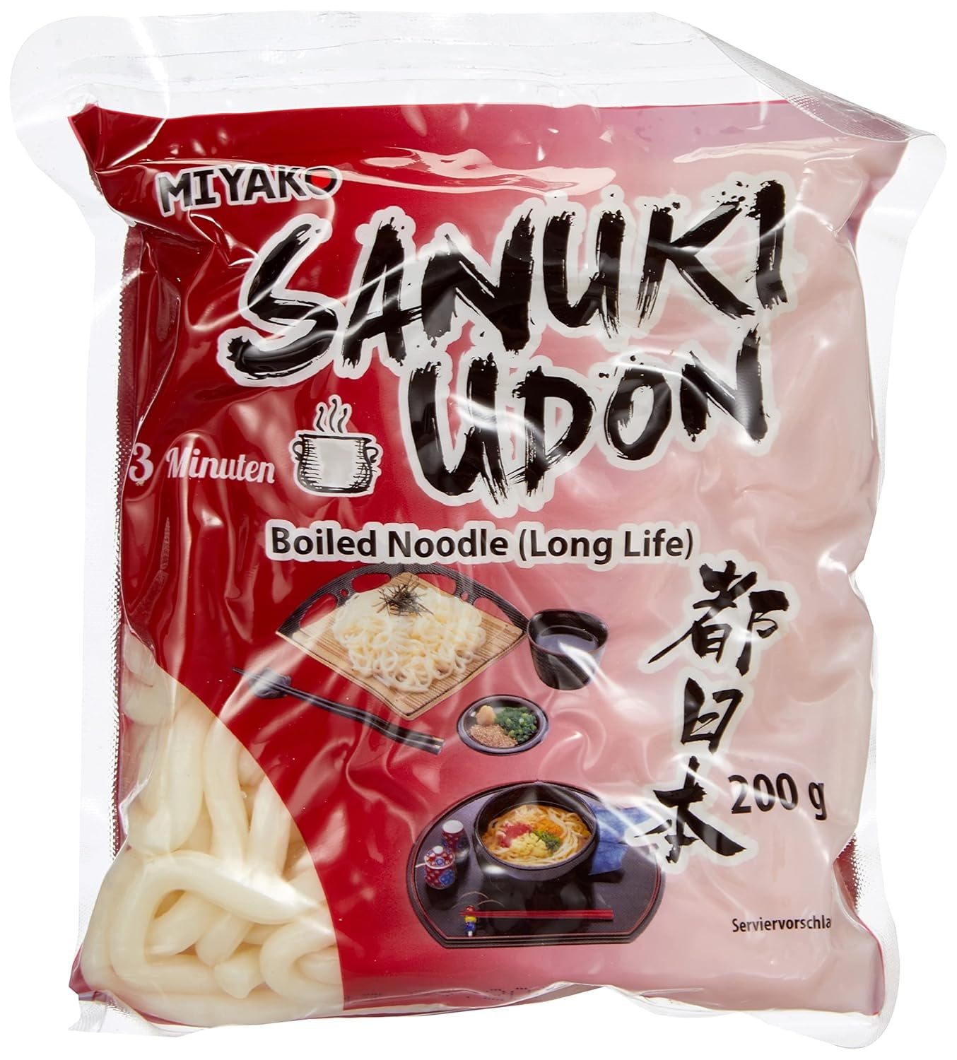 Nouilles Udon Miyako Sanuki, cuites, paquet de 12 (12 x 200 g)