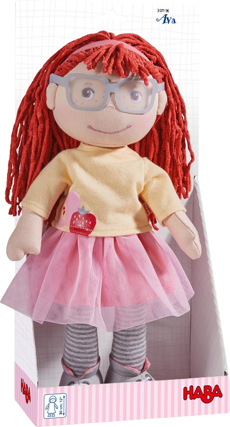 Poupée HABA AVA, poupée 30 cm avec lunettes, poupée douce pour enfants à partir de 18 mois