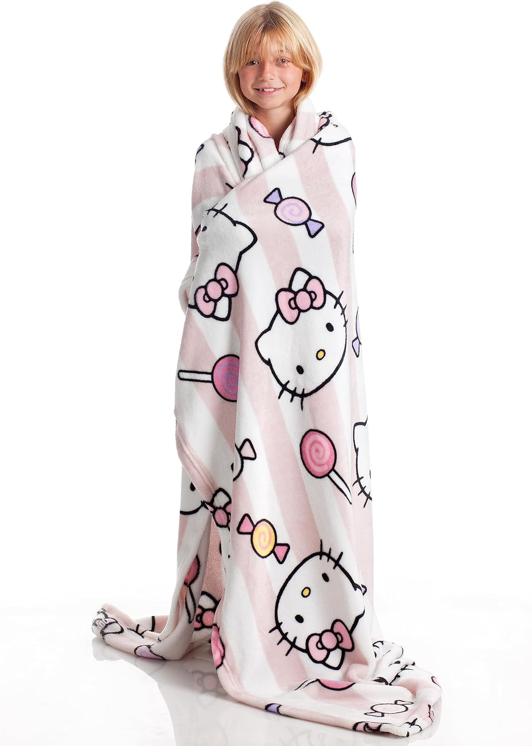 Couvre-lit Hello Kitty, rose, couverture douce 130X170Cm, couvre-lit en microfibre couvre-lit ou couvre-lit canapé. Qualité avec certificat Oekotex, Sanrio Lits et Couvertures Besuche den Kanguru-Store
