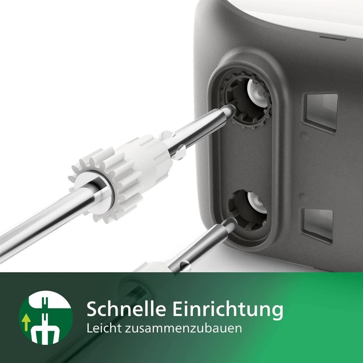 Philips Batteur à main, 450 W, 5 Geschwindigkeiten plus Turbo, Weiß/Grau (HR3741/00) Cuisine Naty Shop