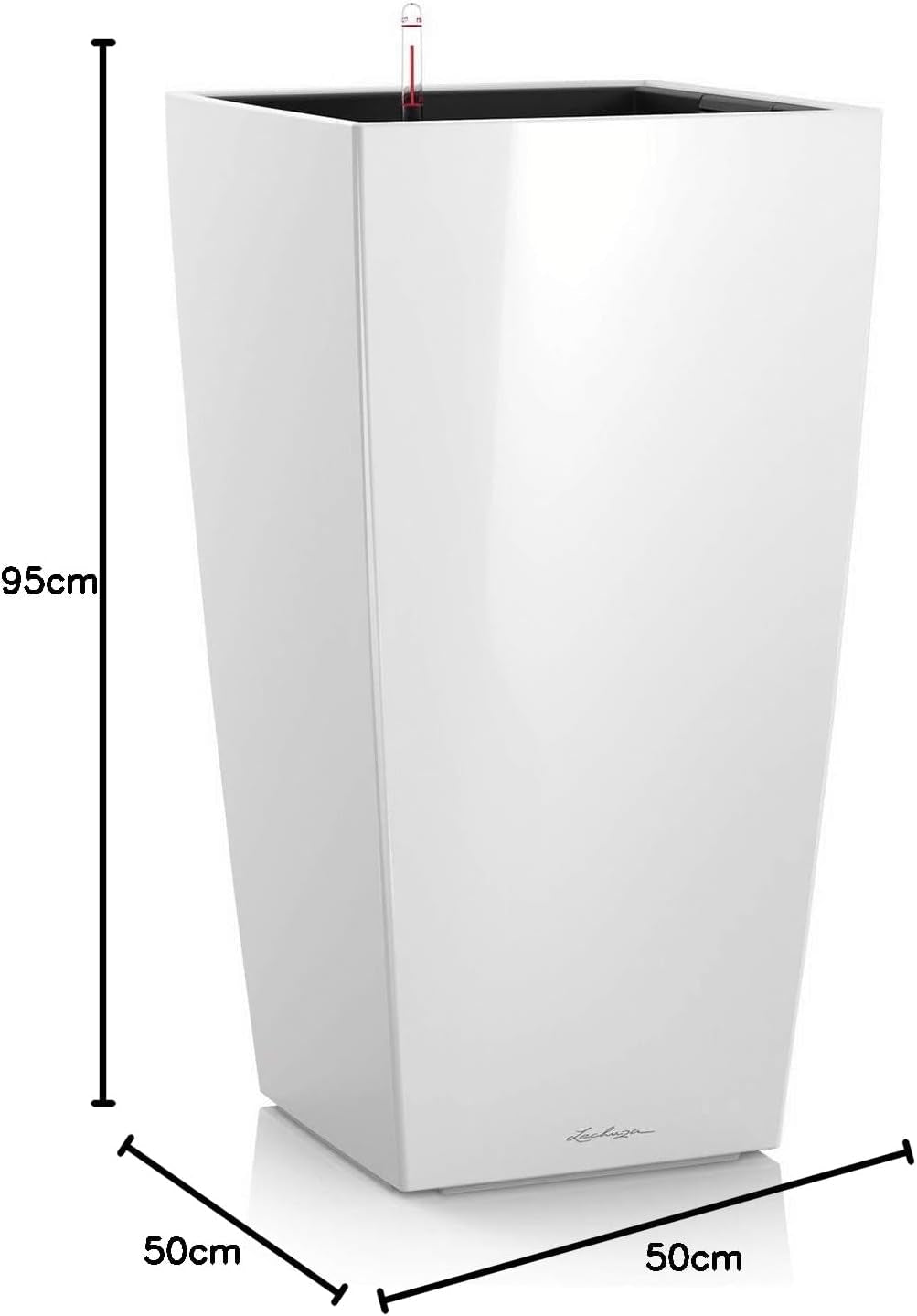 LECHUZA CUBICO Premium 50 alb lucios 18161