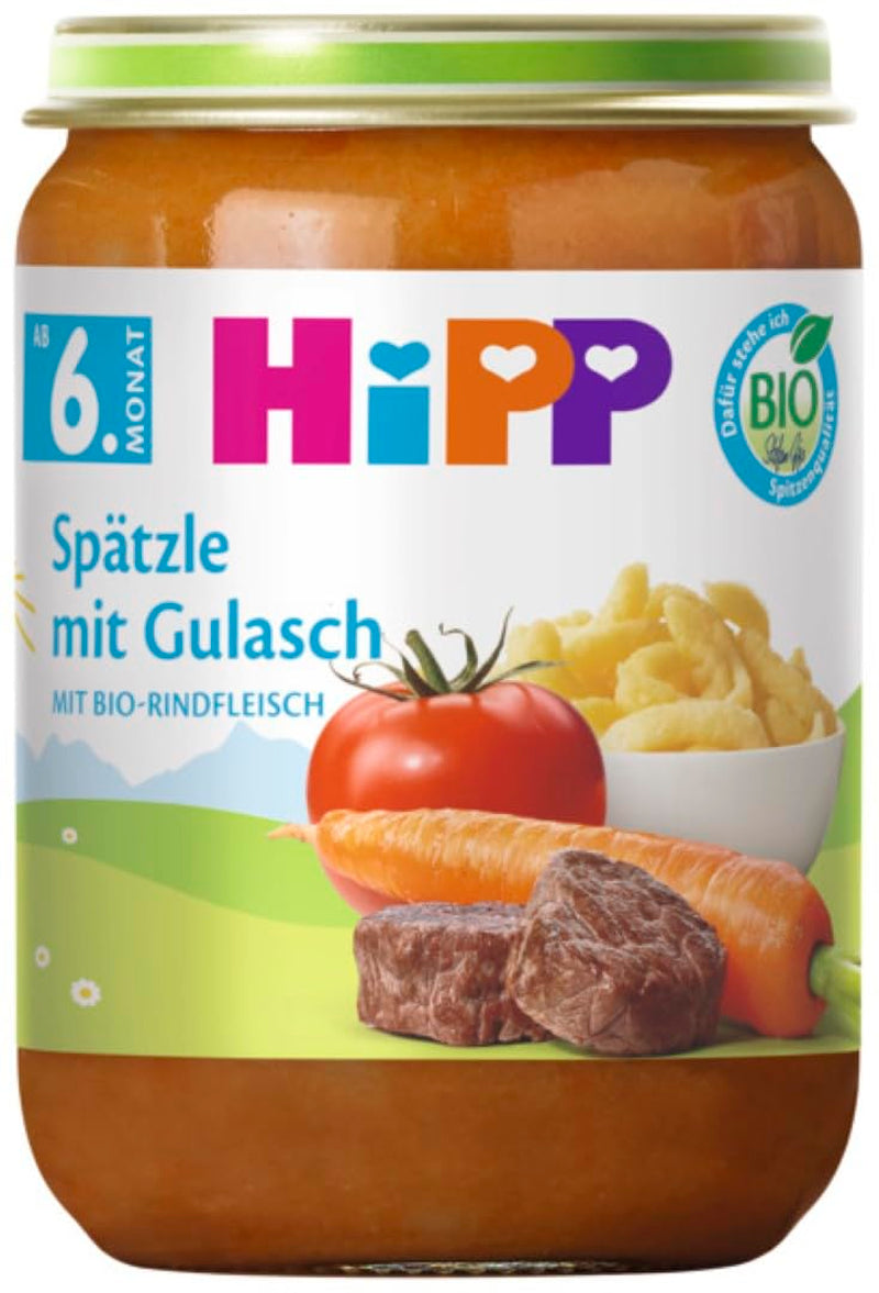 Hipp Organic Menus de la 6 lun, paste spaetzle cu gulaș, 220G, pachet de 6 (6X220G) Mama si Copilul Naty Shop Default Title