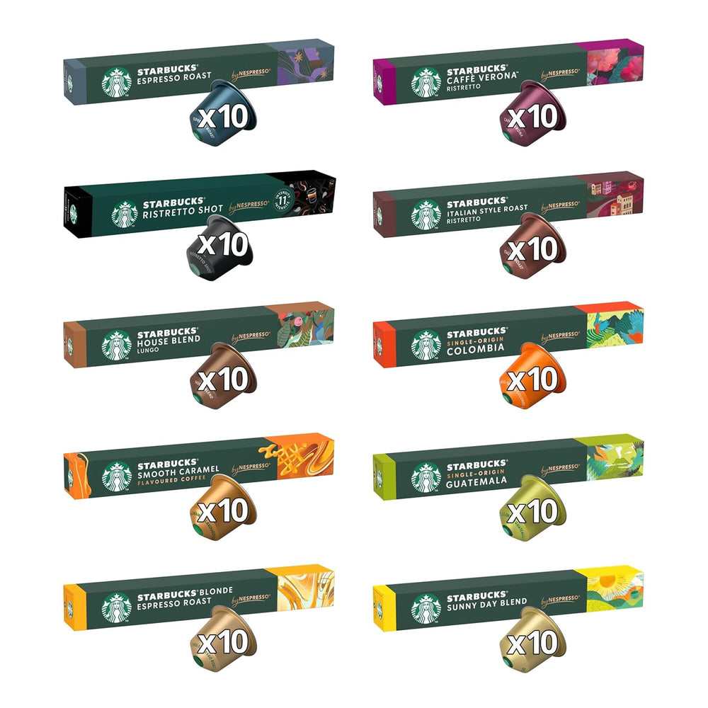 STARBUCKS Discovery Variety Pack de Nespresso, capsules de café avec une tasse à café, des tasses et des tasses doubles, 10 x 10 (100 capsules) – Exclusivité Amazon