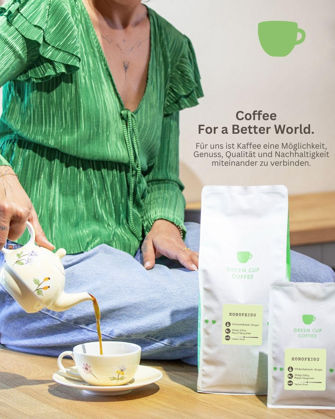 Café - Korofeigu I 100% Arabica I Kaffeebohnen 250g I Idéal pour Moka kanne, Siebträger & Vollautomat mit schokoladig, nussigen Aroman I miltre Röstung