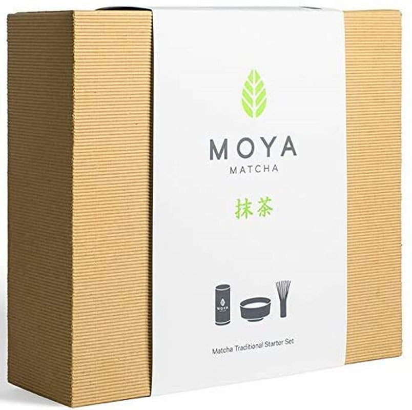 Set de ceai Moya Matcha Pudră verde organică | BIO 30G Clasa tradițională (II) | Ambalaj + bol Matcha + bătător de bambus | Set pentru prepararea Matcha