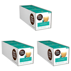 NESCAFÉ Dolce Gusto Flat White, 48 capsules de café, Arabica et Robusta Bohnen, Cremig-Milchiger Genuss, Kaffeekreation, Coffee-Shop Trend, Aromaversiegelte, 9er Pack (3x16 Kapseln)