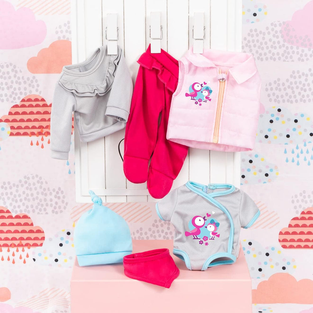 Bayer Design 84200AM Puppenkleidung, Outfits, Babypuppen Anziehsachen 38-43 cm, mehrteilig, Puppenzubehör