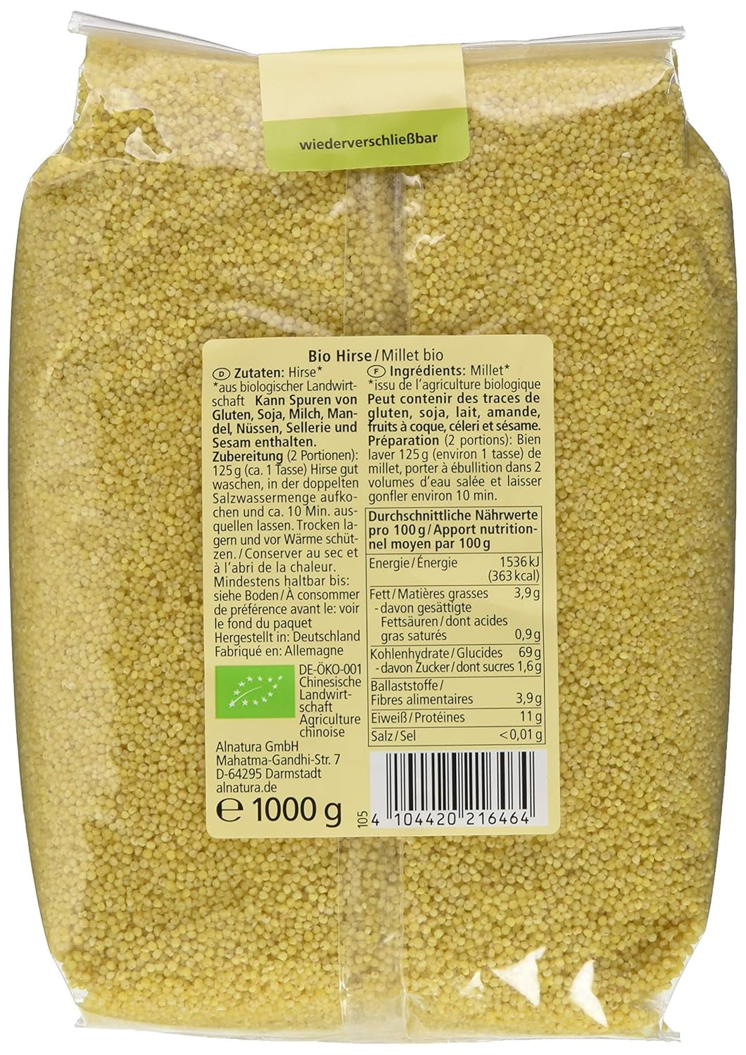 Paquet de millet entier 1 kg