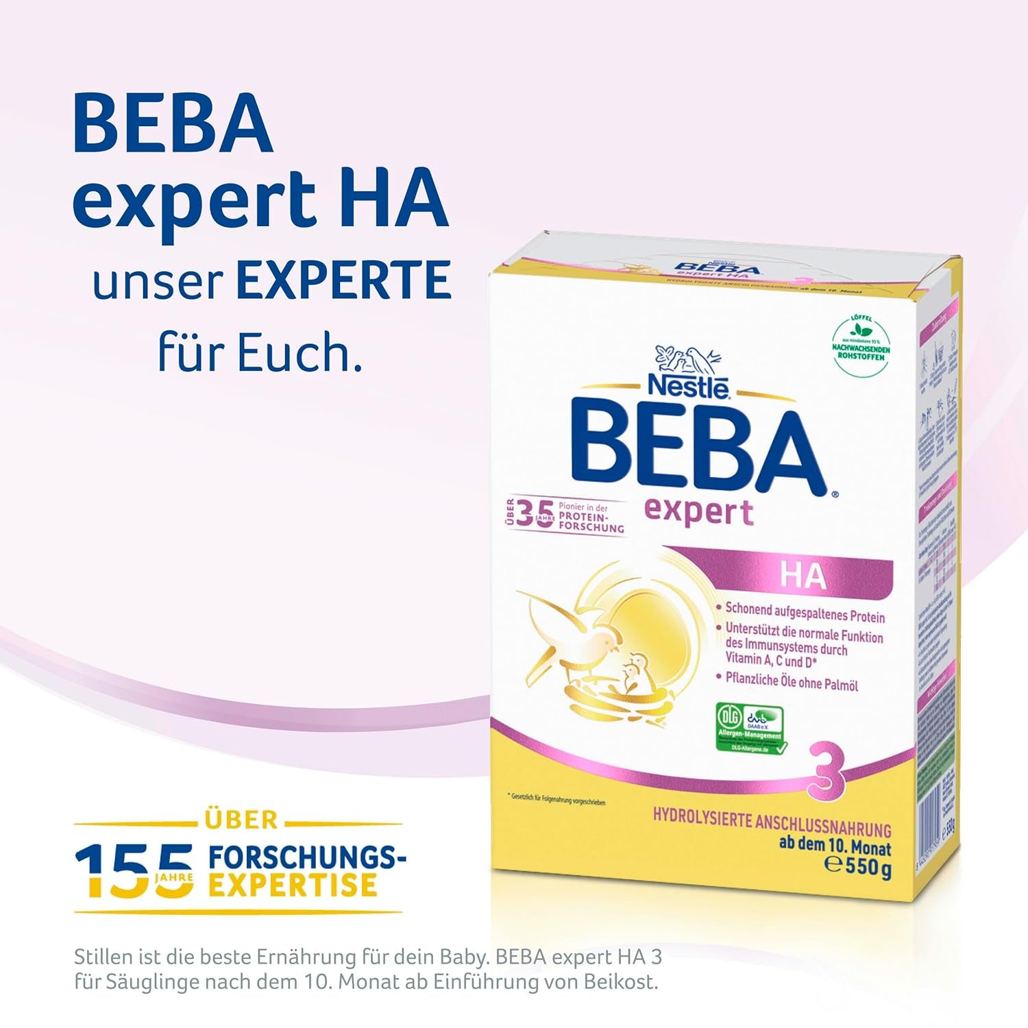 BEBA expert HA 3 Formule de continuation hydrolysée, dès 10 mois, 1 paquet (1 x 550 g)