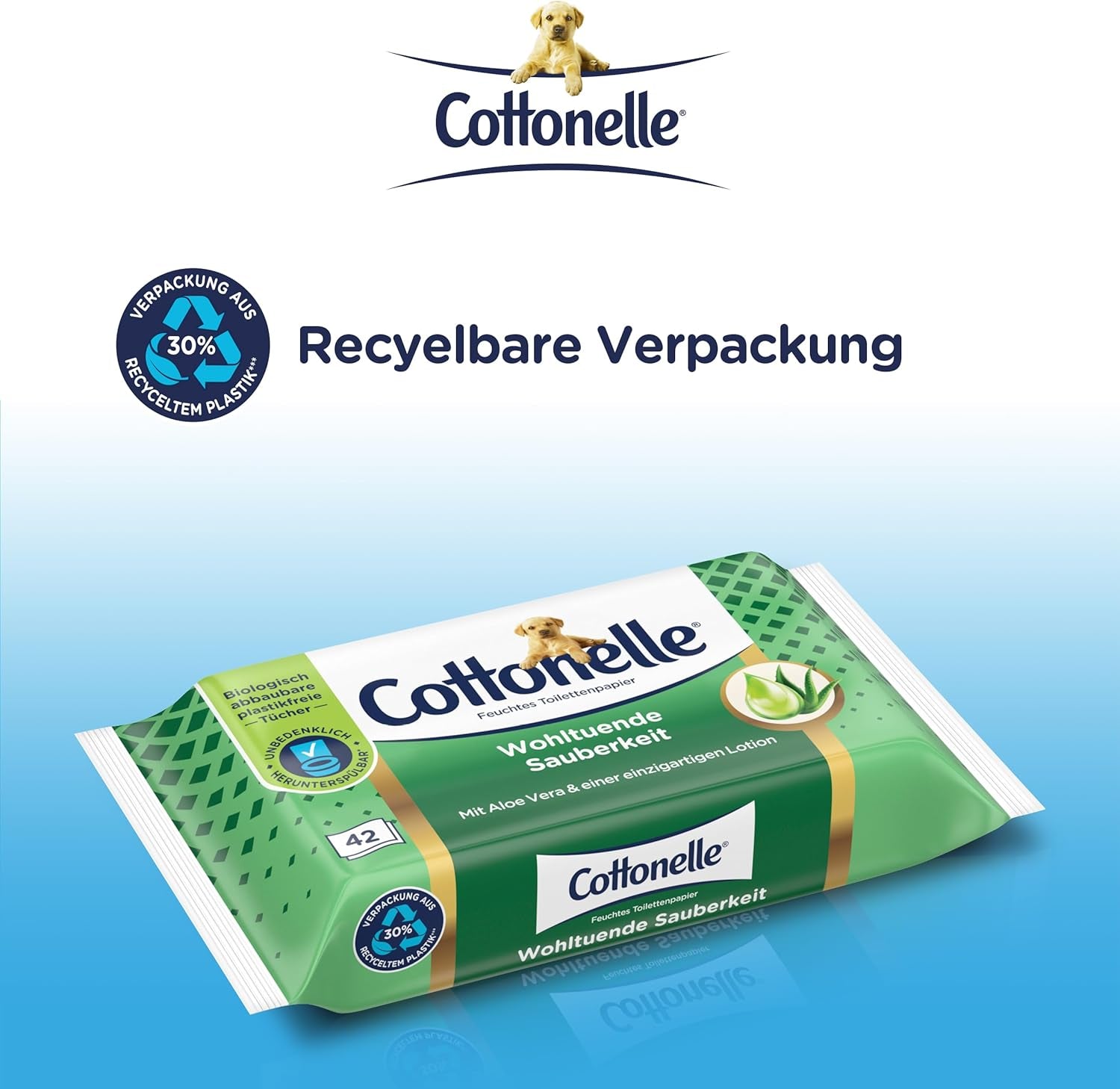 Șervețele umede, Curățenie binefăcătoare, Cu loțiune prebiotică, Biodegradabilă, Fără plastic, Reînchizibilă, 12 X 42 șervețele umede