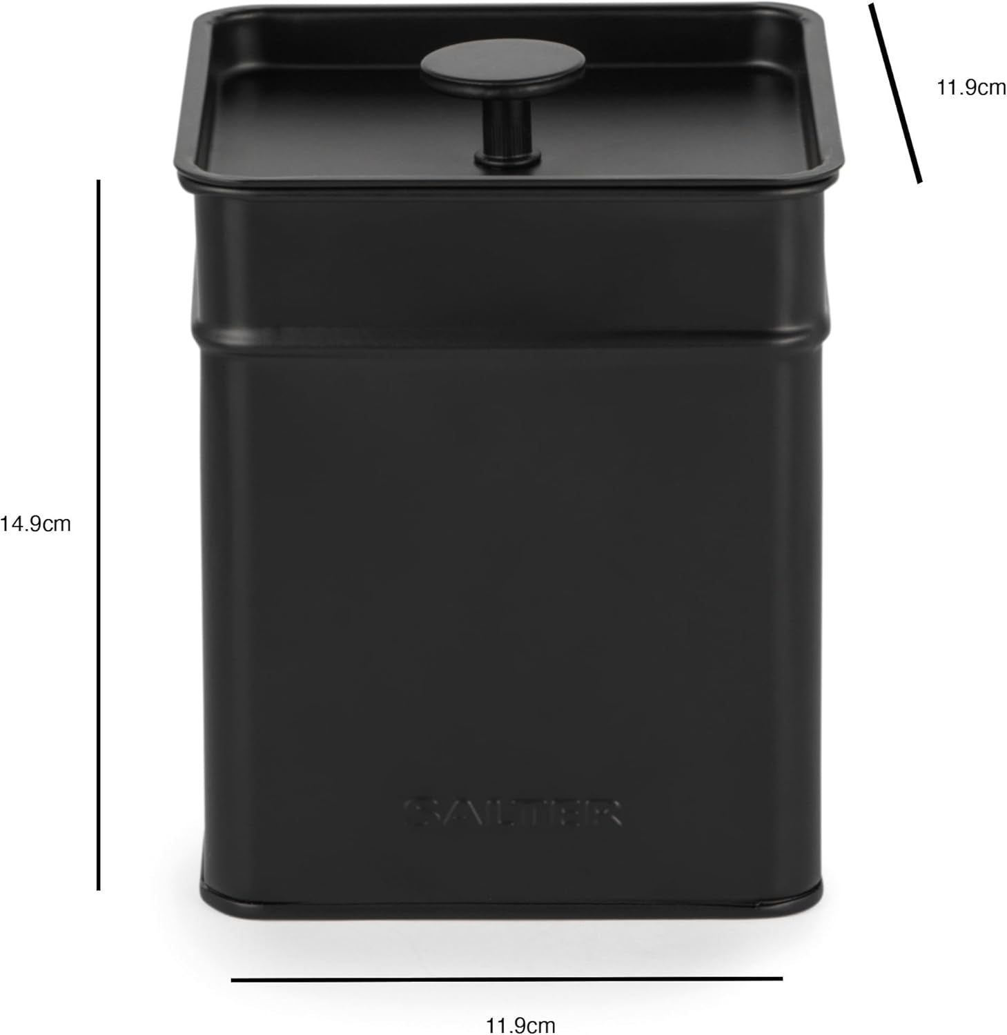 Salter BW12614EU7 Kuro Boîte de Rangement - 4 Récipients de Cuisine Pain/Thé/Café/Sucre Boîtes de Rangement Carrées Facile à Nettoyer Garder Les Aliments Frais Noir Boîtes de Rangement des Aliments Naty Shop