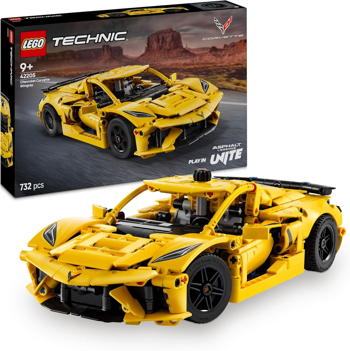 LEGO Technic Chevrolet Corvette Stingray - Véhicule de construction pour un véhicule - Véhicule de sport - Modèle de voiture - Conçu pour les jeunes et les filles à partir de 9 ans, les véhicules de jeu sont livrés 42205