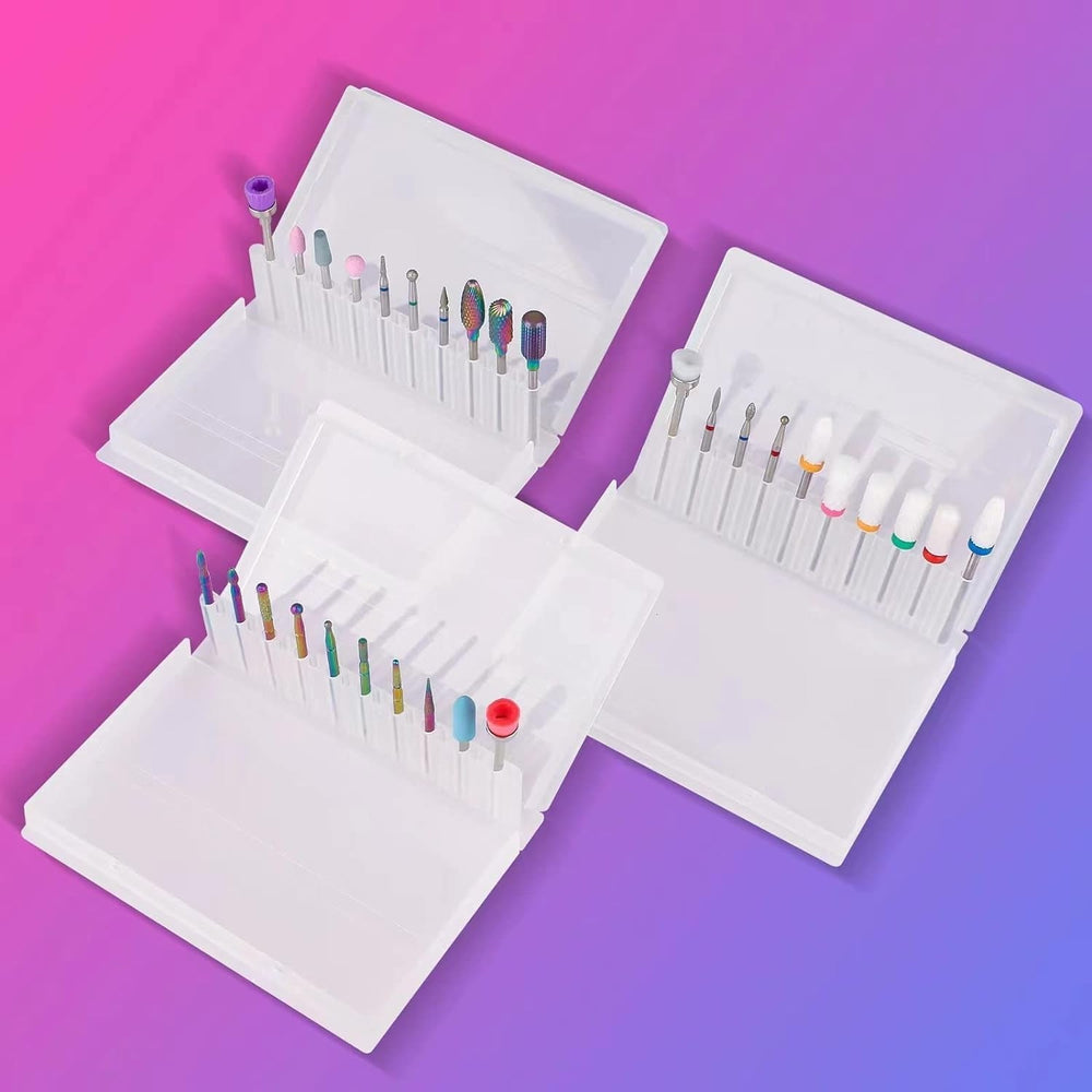 Depvko 30 pièces embouts de coupe-ongles, 3/32'' en céramique pour ongles, acrylique, diamant, haut-fil, Hartmetall, fer à repasser pour maison de salon, gel, manucure, atelier de coiffure (avec 3 étuis)