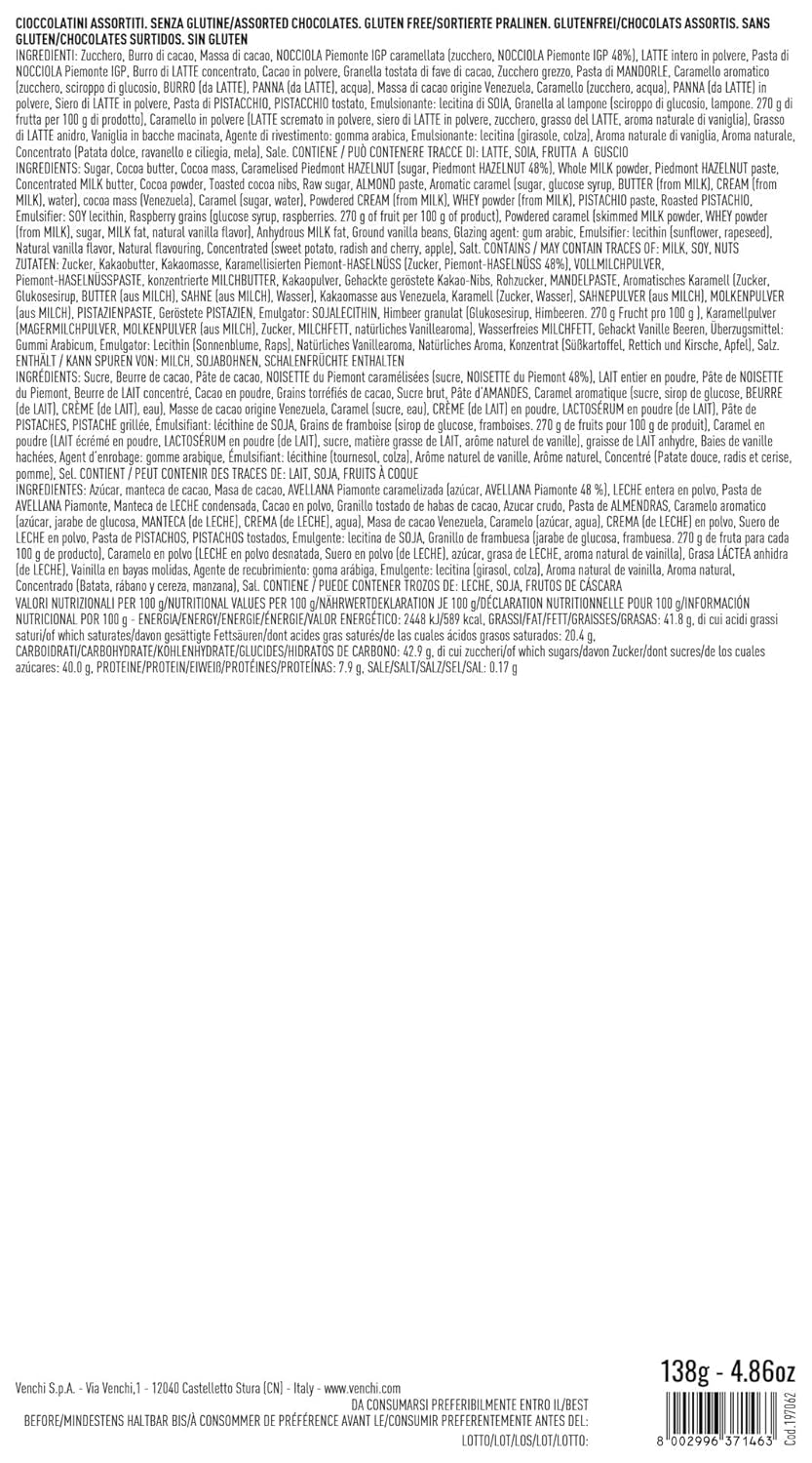 Venchi - Murrine Assortiment de Chocolats Petit Coffret Cadeau, 138g, Sans Gluten, Sans Colorants Artificiels, Sans Conservateurs, Idée Cadeau