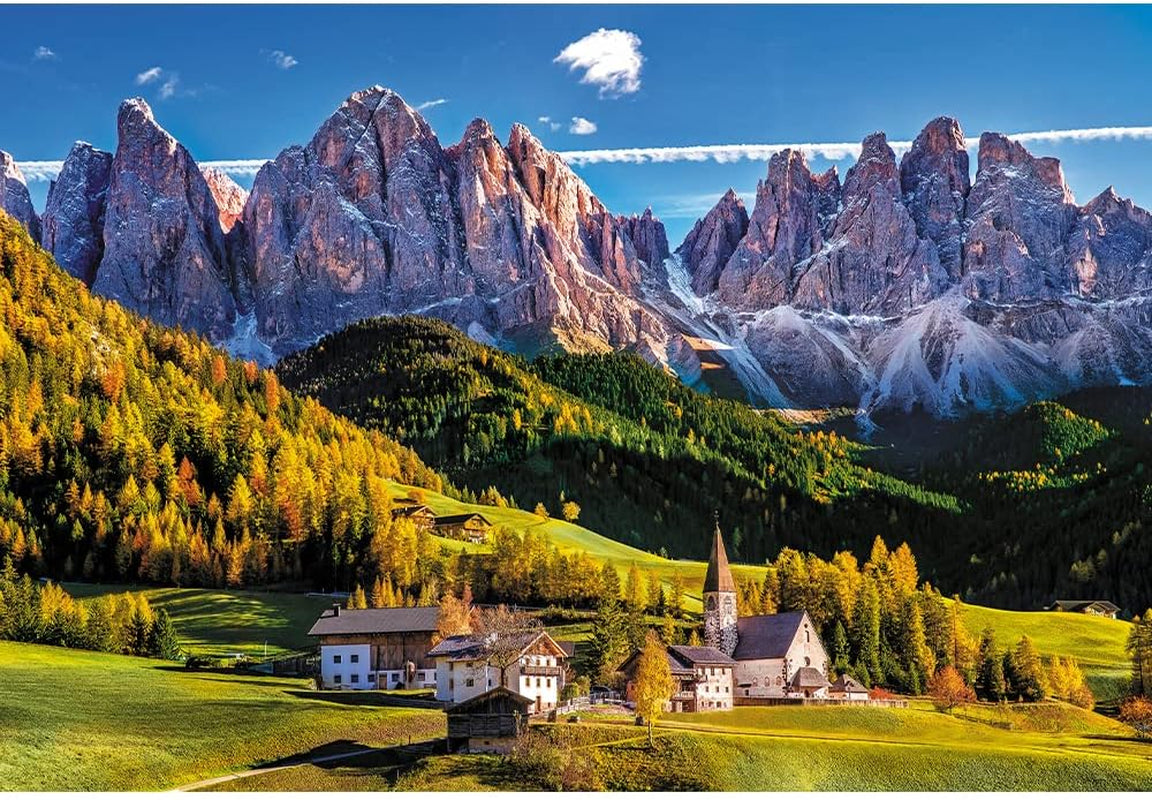 Trefl TR26163 Val di Funes, Dolomiți, Italia 1500 piese, calitate premium, pentru adulți și copii de la 12 ani Puzzle, multicolor Puzzle Naty Shop