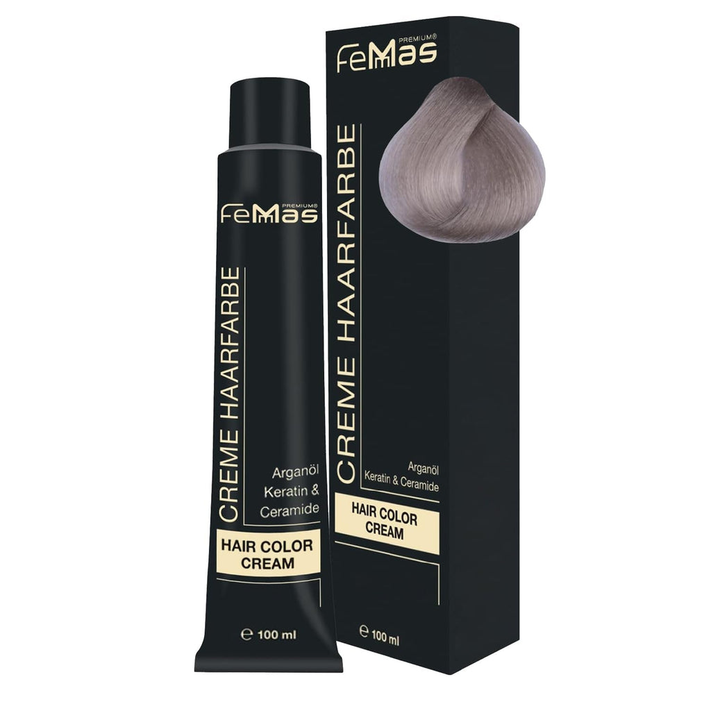 FemMas Hair Colour Pure & Mix Red I Cremă profesională cu ulei de argan, keratină și ceramide I Ca o vopsea de păr permanentă sau nuanță pentru rezultate radiante, de lungă durată I 100 ml Vopsea pentru par Naty Shop Super brightener Asch 901 Pachet de 1