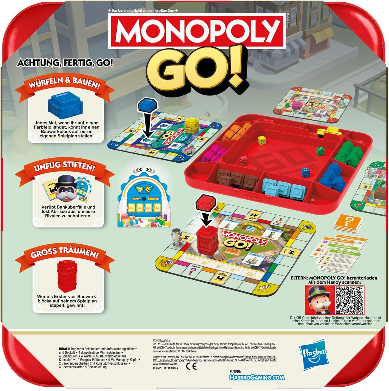 Jeu de société Monopoly GO! - Version allemande, jeu basé sur la version en ligne populaire, jeu de stratégie rapide pour toute la famille, amusant pour 2 à 4 joueurs