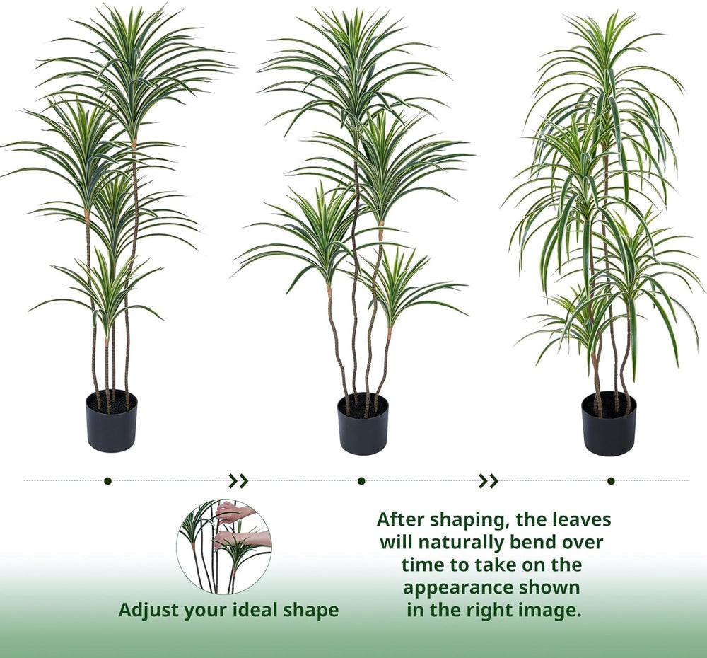 Künstliche Dracaena-Pflanzen Für Den Innenbereich, 120 Cm Hohe Künstliche Tropische Bodenpflanzen Für Den Innenbereich Hoher Künstlicher Topf Künstliche Bäume Für Die Dekoration Von Home-Office