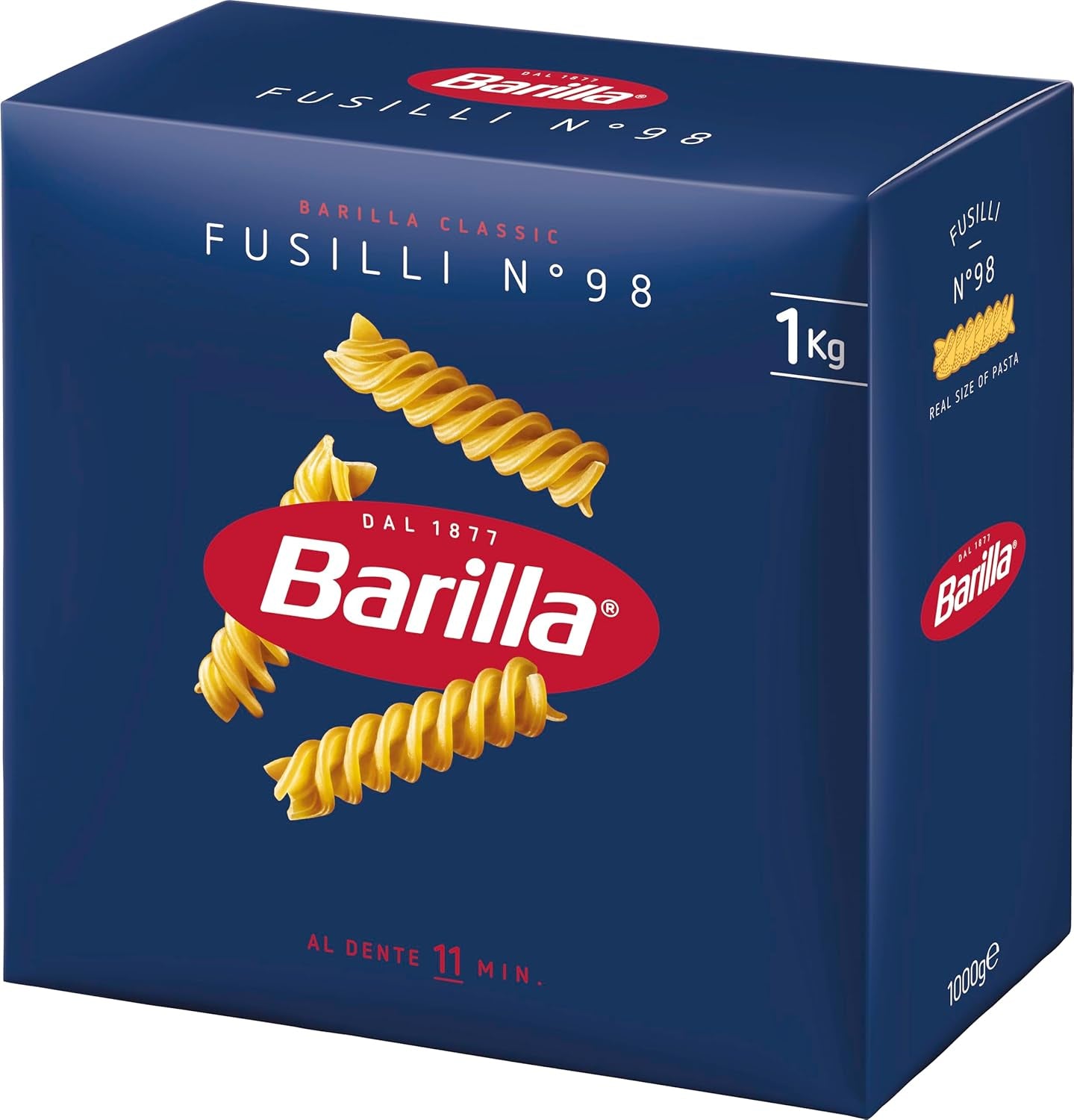 Pâtes Barilla Classique Fusilli no. 98, issu de blé dur de haute qualité, toujours al dente, 1 kg