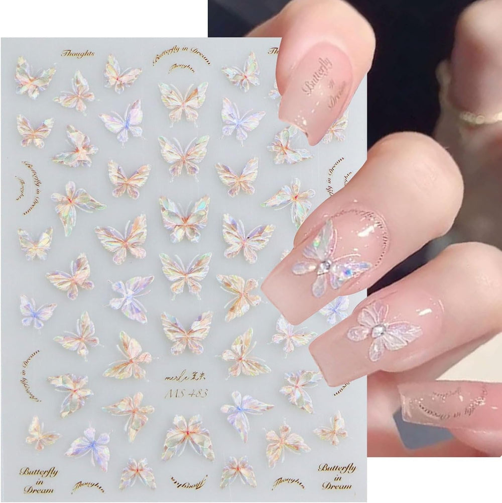 JMEOWIO Autocollant 3D pour ongles en forme de cœur pour nail art