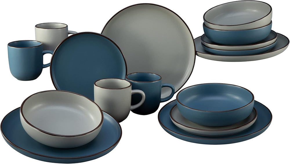 Creatable, 21016, Serie Modern Scandic Blue-Grey, 16-Teiliges Geschirrset, Kombiservice Aus Steinzeug, Spülmaschinen- Und Mikrowellengeeignet, Qualitätsproduktion Seturi vesela masa Naty Shop Default Title