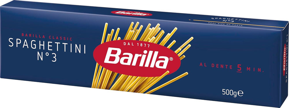 Pâtes Barilla Classic Spaghettini no. 3 blés durs de haute qualité, toujours al dente (1 x 500 g)