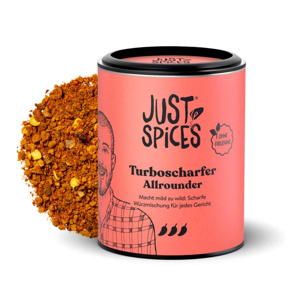 Just Spices Turbo Sharper Allrounder I More Wumms für jedes Gericht mit dreifach Chili I Gewürzdose, 61 g