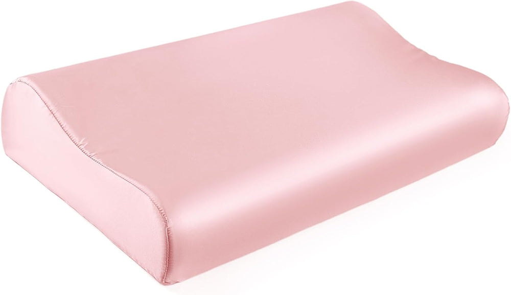 Față de pernă THXSILK din mătase de dud 19 Momme pentru pernă contur din spumă cu memorie, pernă cervicală din latex, hipoalergenică, lavabilă (50 x 30 x 10/7 cm, gri închis)