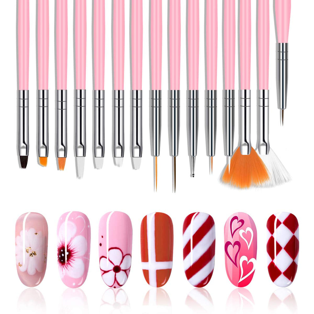 URAQT 20 pièces ensemble de pinceaux à ongles, pinceau à ongles, pinceau à ongles en acrylique, stylo à ongles professionnel pour vernis à ongles gel UV, design d'ongles