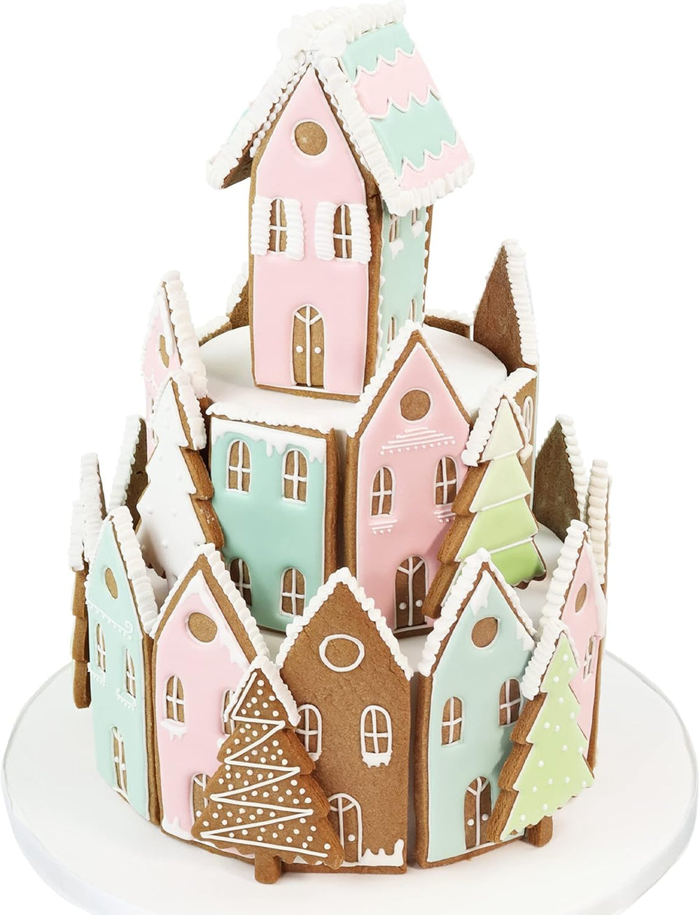 Ensemble d'emporte-pièces en forme de maison en pain d'épices de Noël, argent