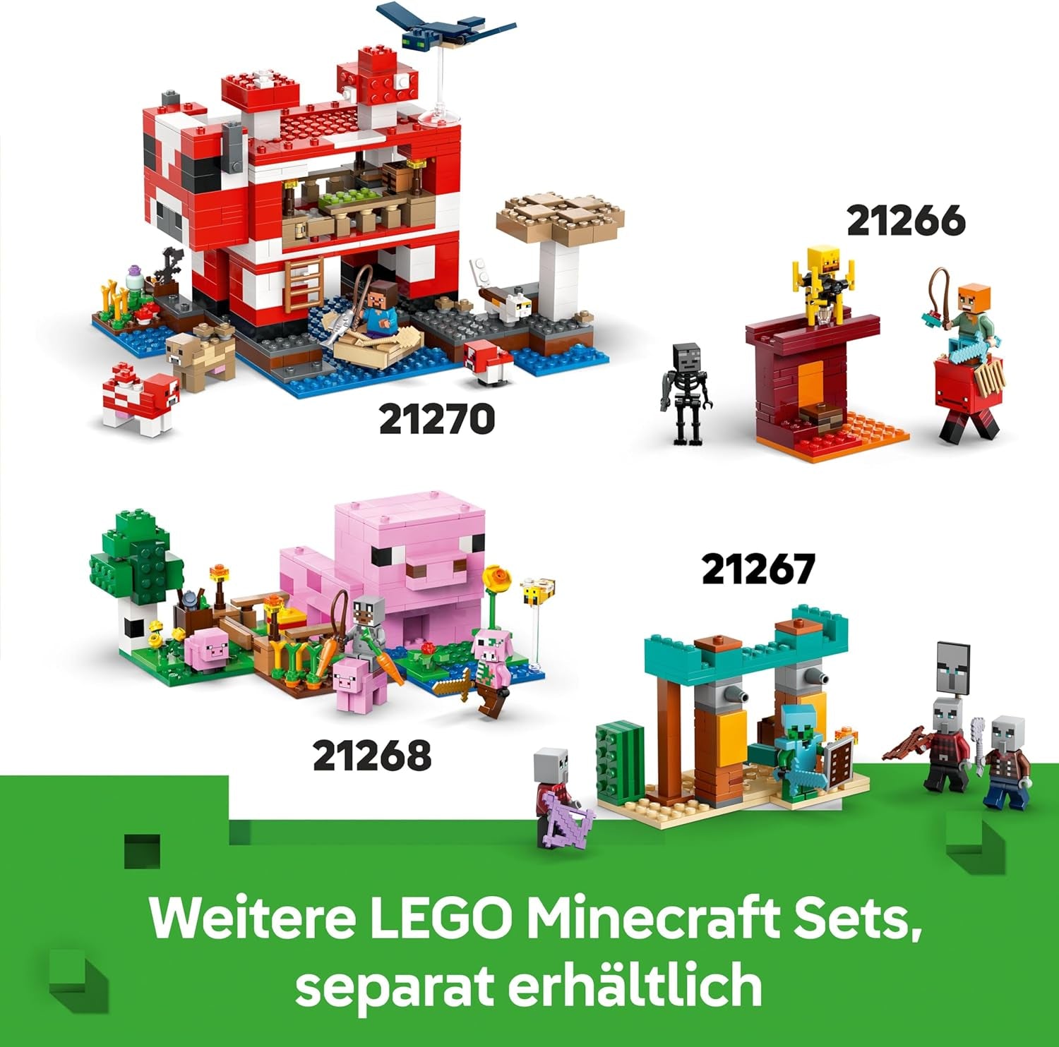 LEGO Minecraft Die Expedition zur Gürteltiermine - Jeux de jeu interactifs avec têtes de rotation et figurines de loup - Fonction TNT - Jeux de jeu pour jeunes et filles à partir de 8 ans - 21269