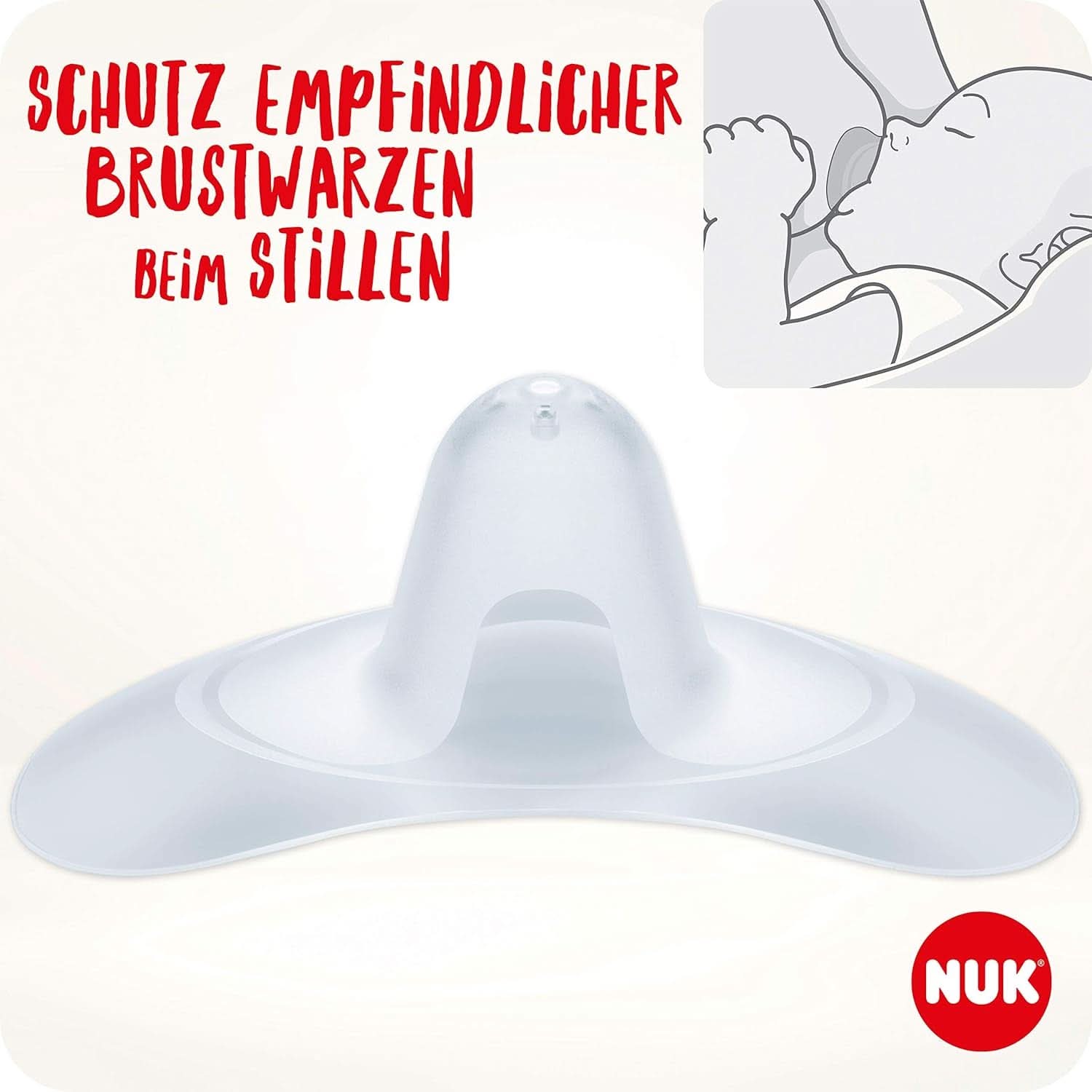 NUK scuturi pentru mameloane | Protecții pentru mameloane pentru alăptare | Protejează împotriva durerilor de sfârc | Silicon subțire | Marimea S (16Mm) | 2 bucati Accesorii Hrana si Alaptare Bebe Naty Shop